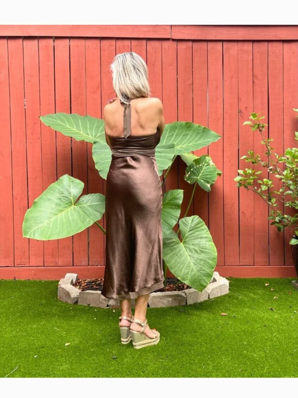 BCBGMaxazria 100% Silk halter chocolate Slip dress - Picture 6 of 12